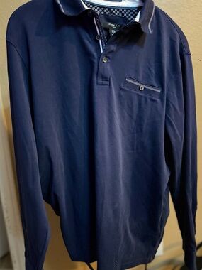 Men's Mark Law Navy Long-Sleeve Polo with Chest Pocket